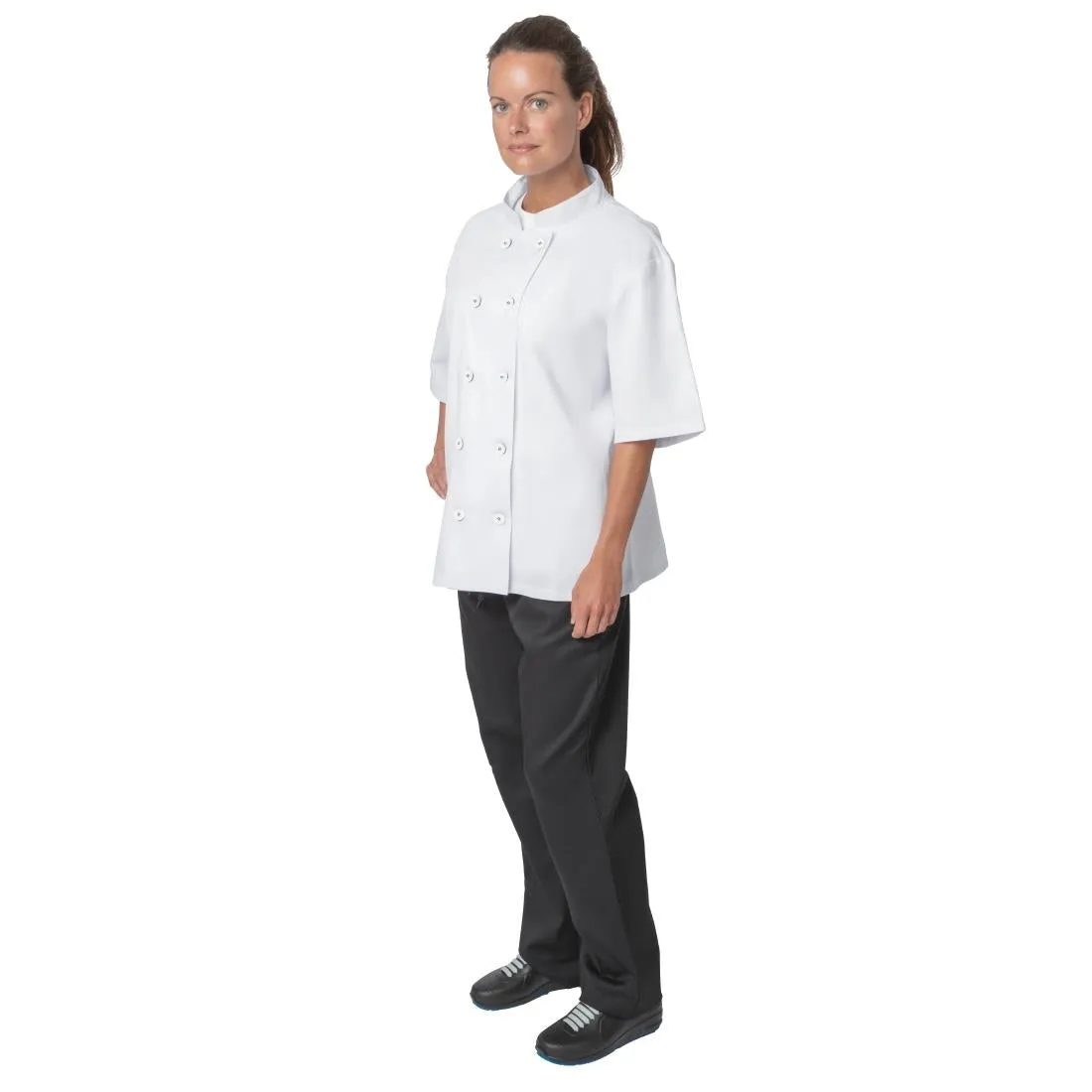 BB547- Nisbets Essentials Short Sleeve Chefs Jacket White (Pack of 2)