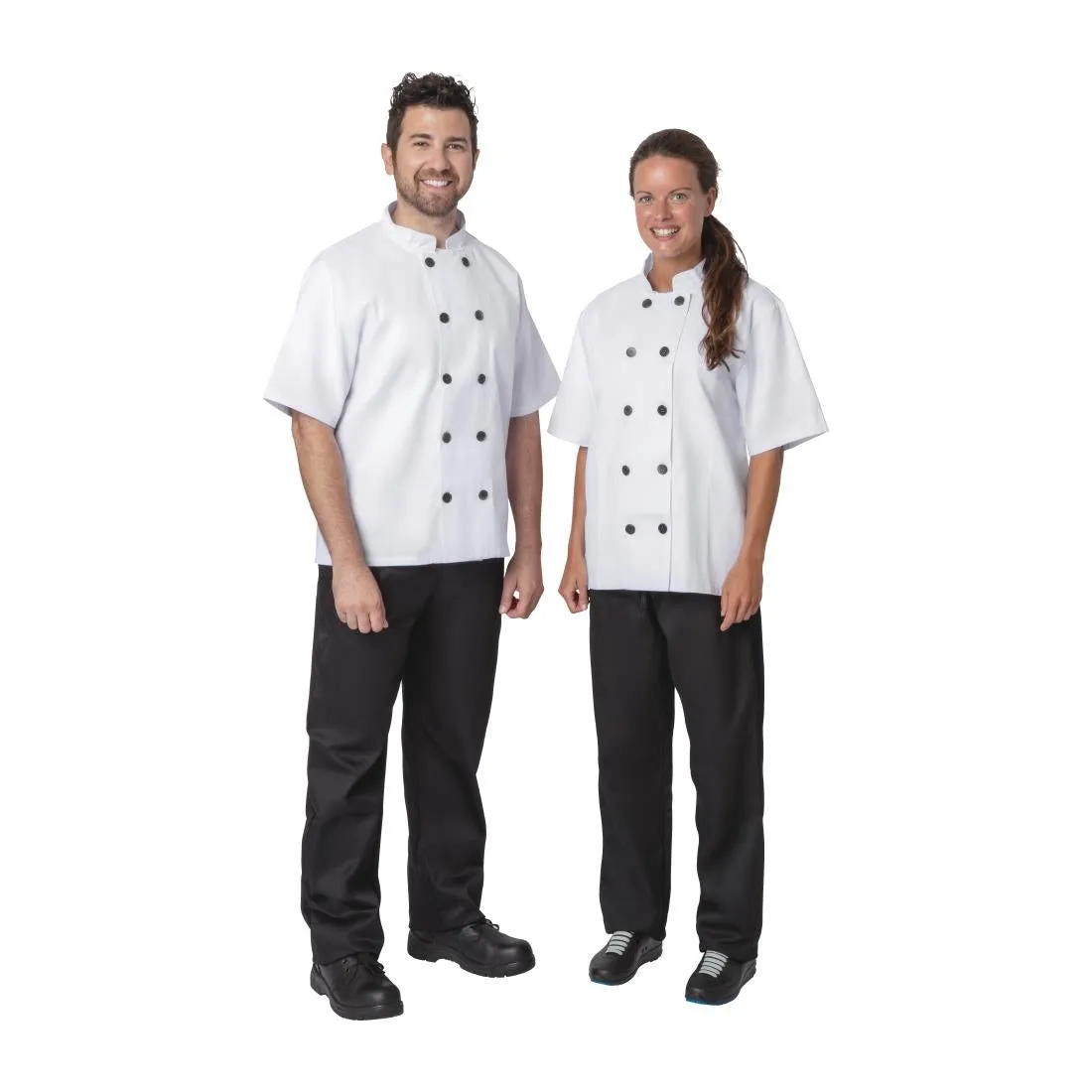 BB547- Nisbets Essentials Short Sleeve Chefs Jacket White (Pack of 2)