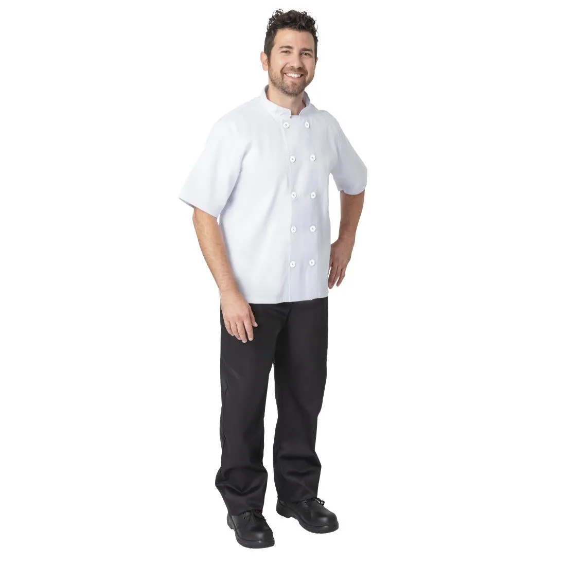 BB547- Nisbets Essentials Short Sleeve Chefs Jacket White (Pack of 2)