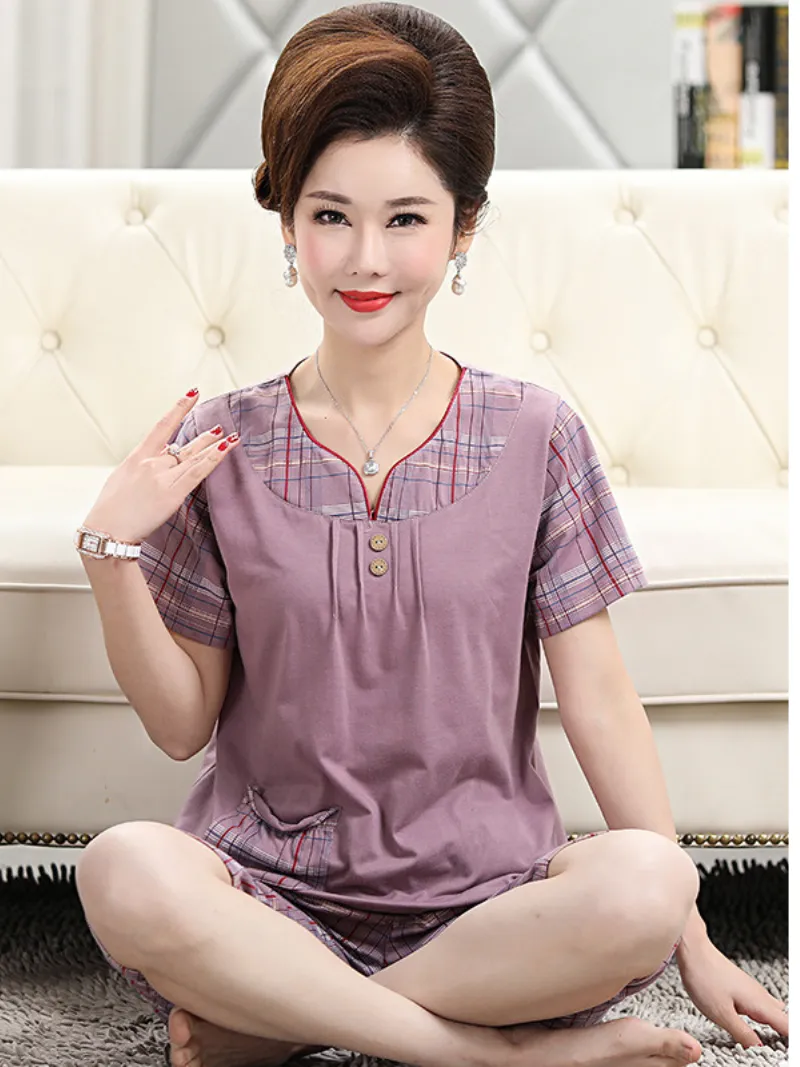 Beach party Women's Summer Sleepwear Short Pajamas Suit