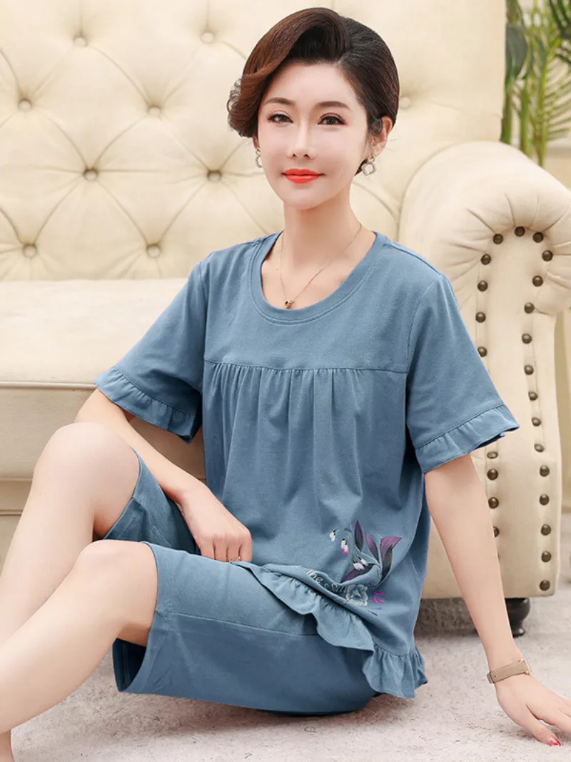 Beach party Women's Summer Sleepwear Short Pajamas Suit