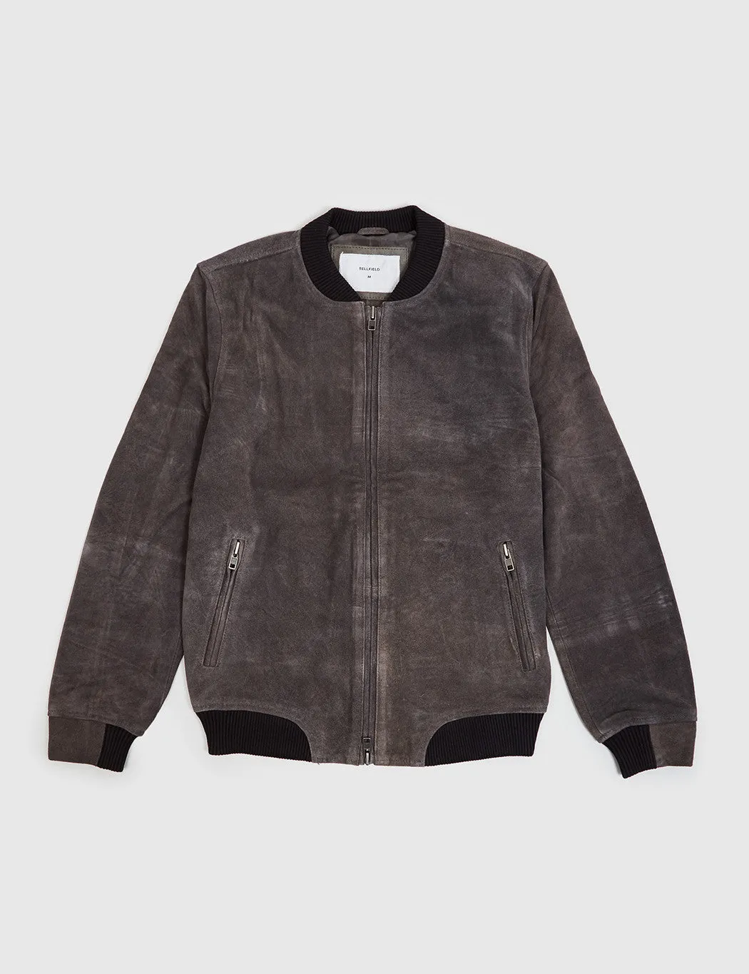 Bellfield Hadon Suede Bomber Jacket - Charcoal