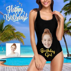 Birthday-Custom Face Birthday Girl Swimsuit Personalized Women's Tank Top Bathing Swimsuit Bachelorette Party