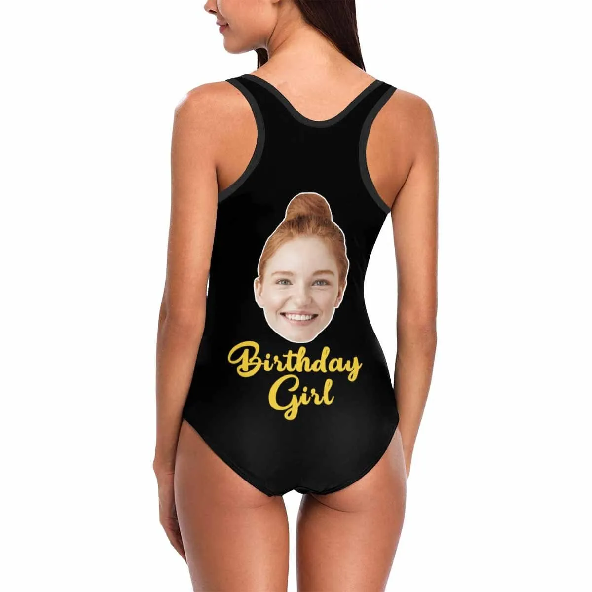 Birthday-Custom Face Birthday Girl Swimsuit Personalized Women's Tank Top Bathing Swimsuit Bachelorette Party