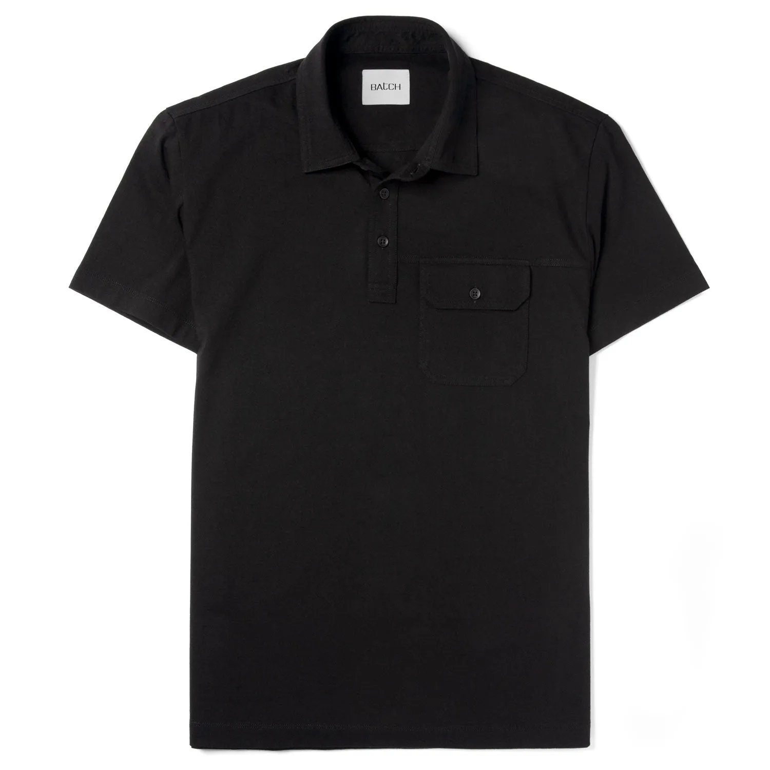 Builder Short Sleeve Polo Shirt –  Black Cotton Jersey