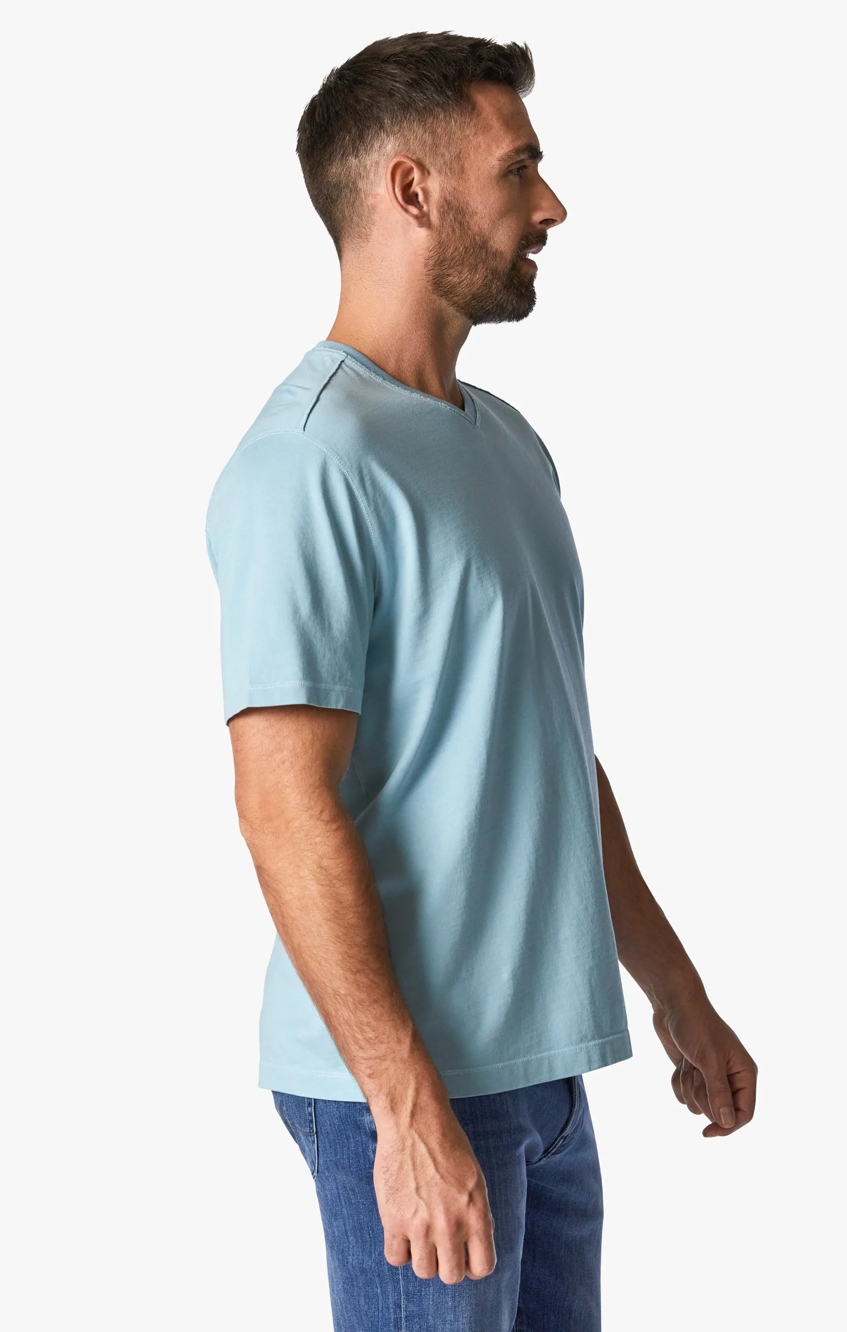 Deconstructed V-Neck T-Shirt in Forget-Me-Not