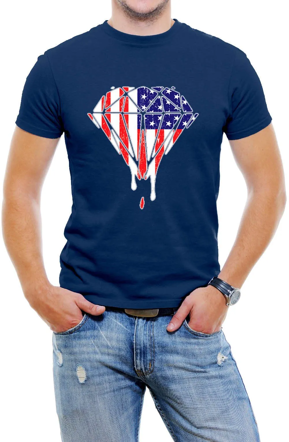 Dripping USA Galaxy Diamond Men T-Shirt Soft Cotton Short Sleeve Tee