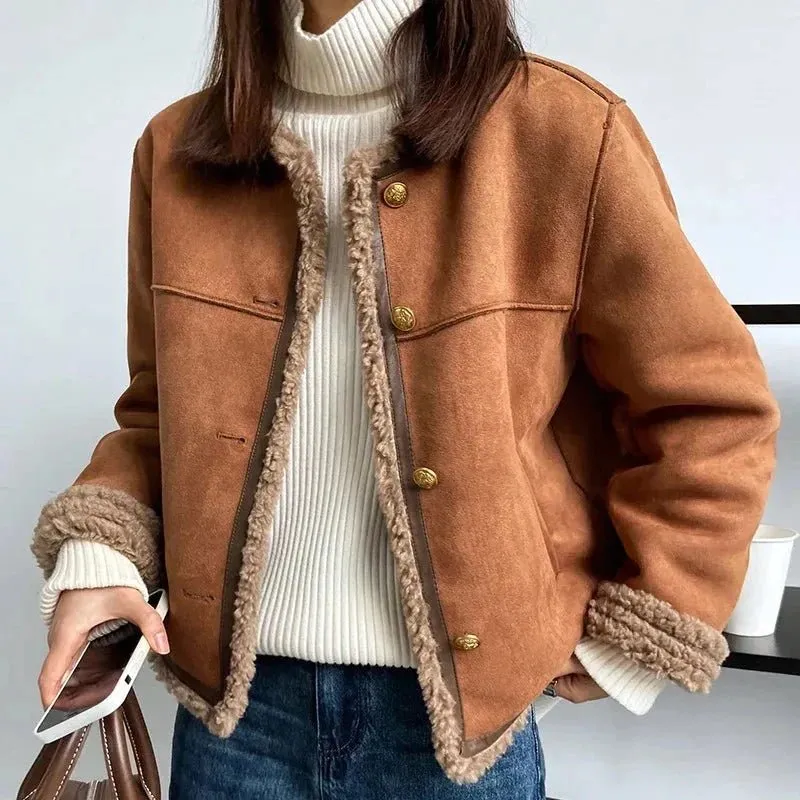 Faux Shearling Trim Jacket