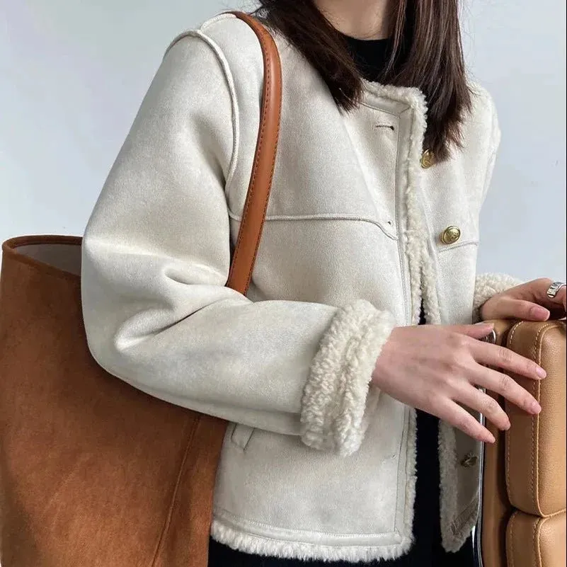 Faux Shearling Trim Jacket