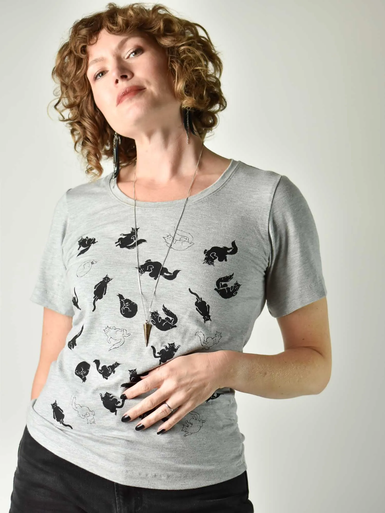 Fitted Short Sleeve - Lazy Cats Grey