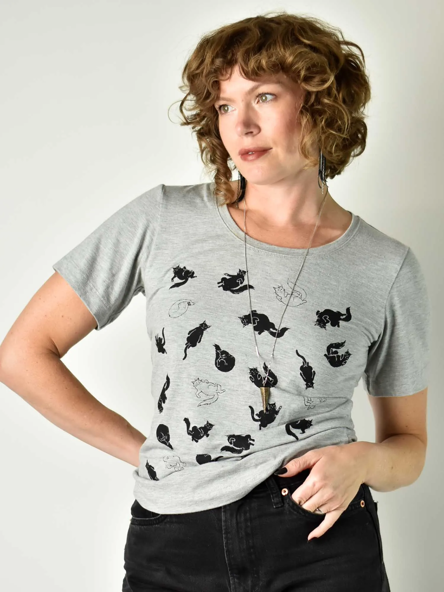 Fitted Short Sleeve - Lazy Cats Grey