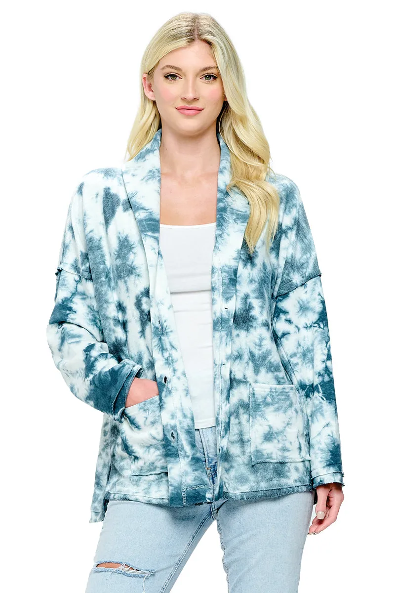 Gray Jacket Tie Dye Raw Edge