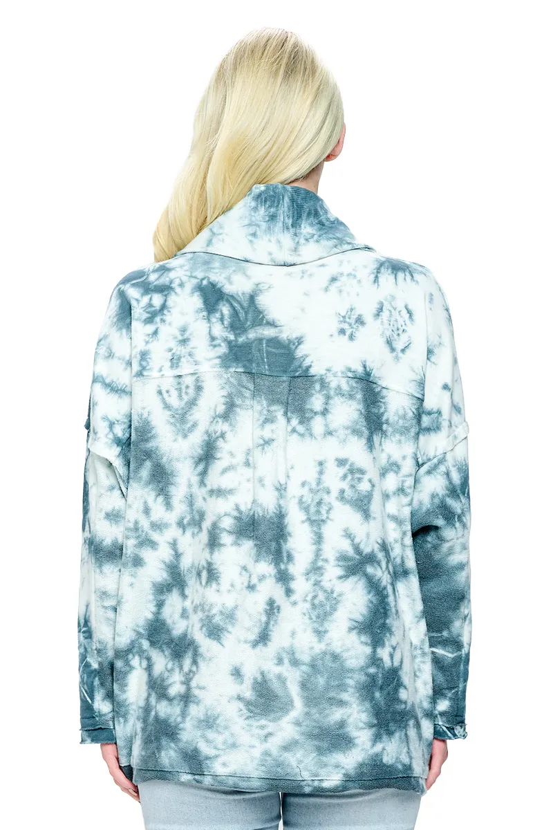 Gray Jacket Tie Dye Raw Edge