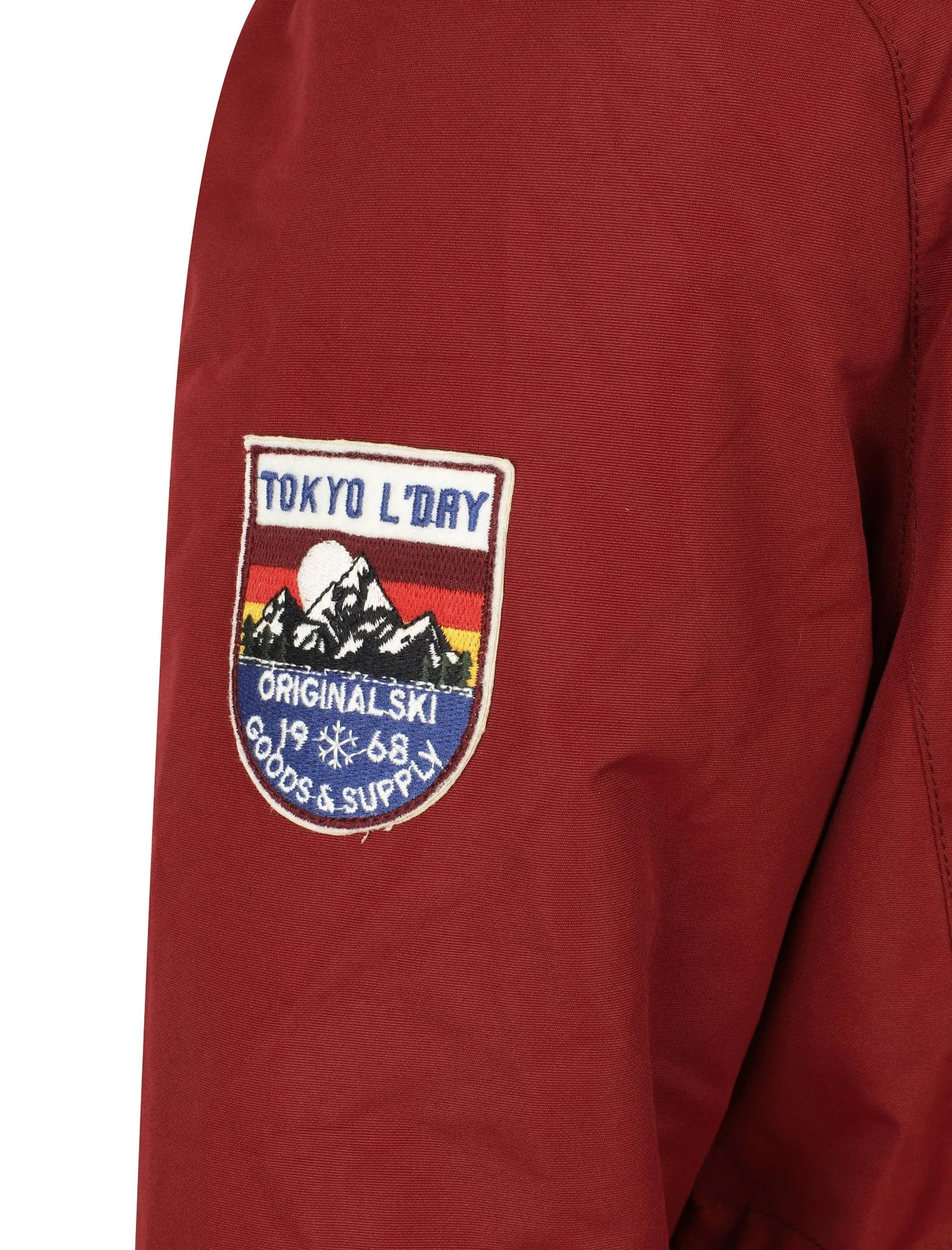 Helga Heavy Utility Parka Coat with Faux Fur Trim Hood in Cherry Red - Tokyo Laundry