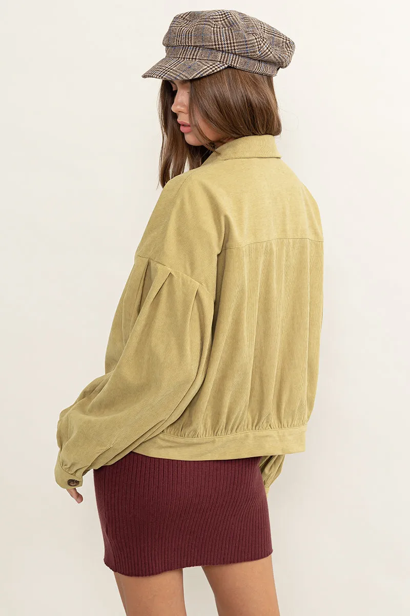 HF24A104-DROP SHOULDERS CORDUROY JACKET