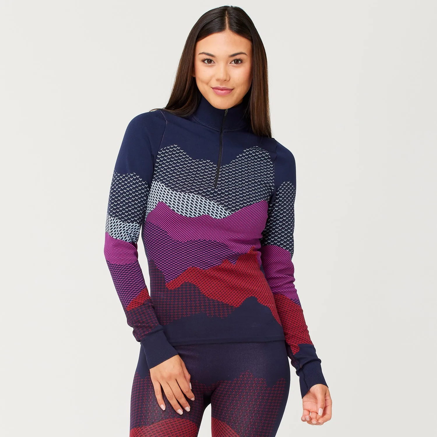 Karine Seamless Zip Neck Top