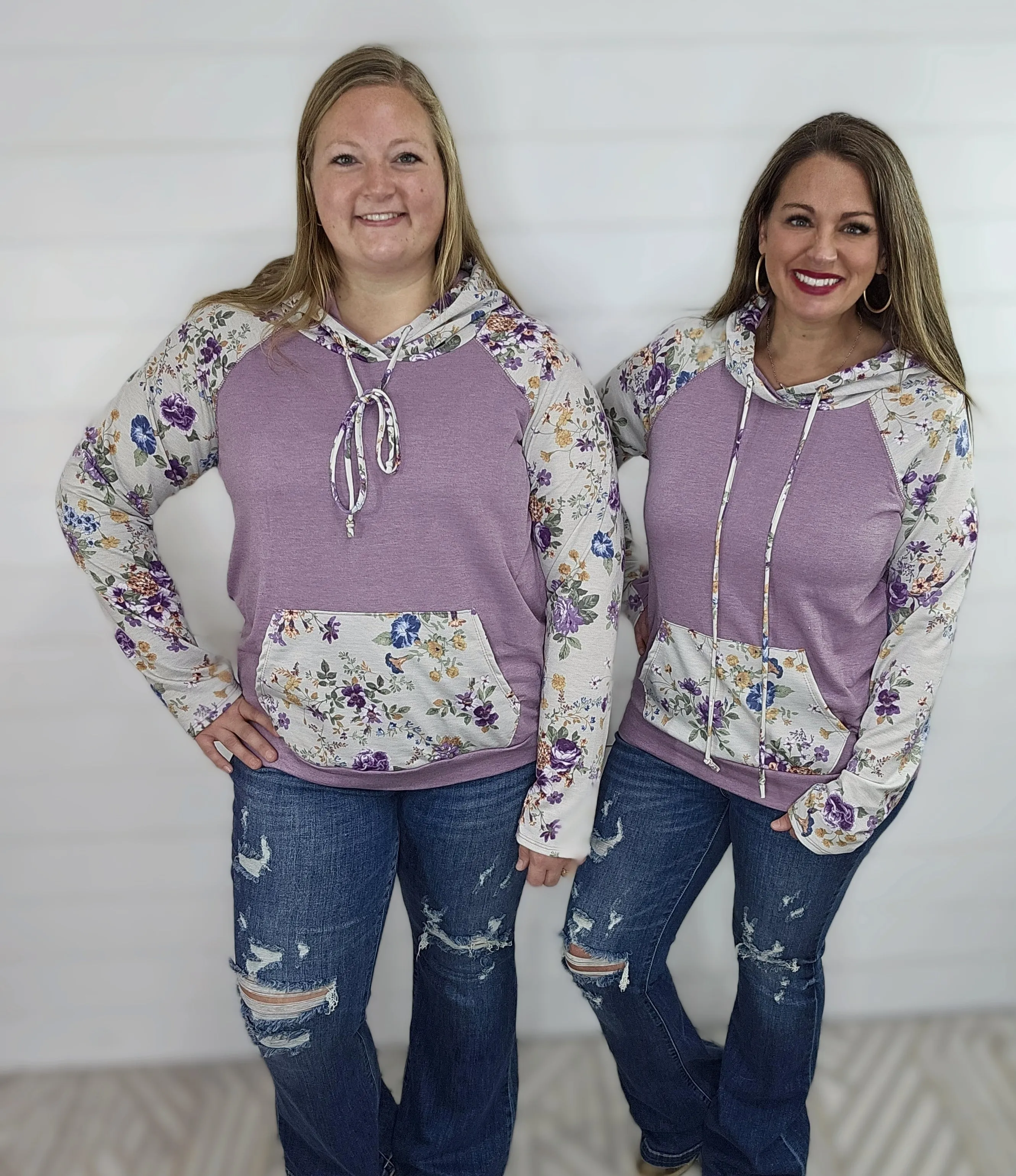 LAVENDER FLORAL FRENCH TERRY HOODIE