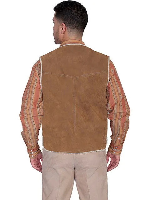 Men's Leather Vest Collection: Scully Western Suede w Shearling