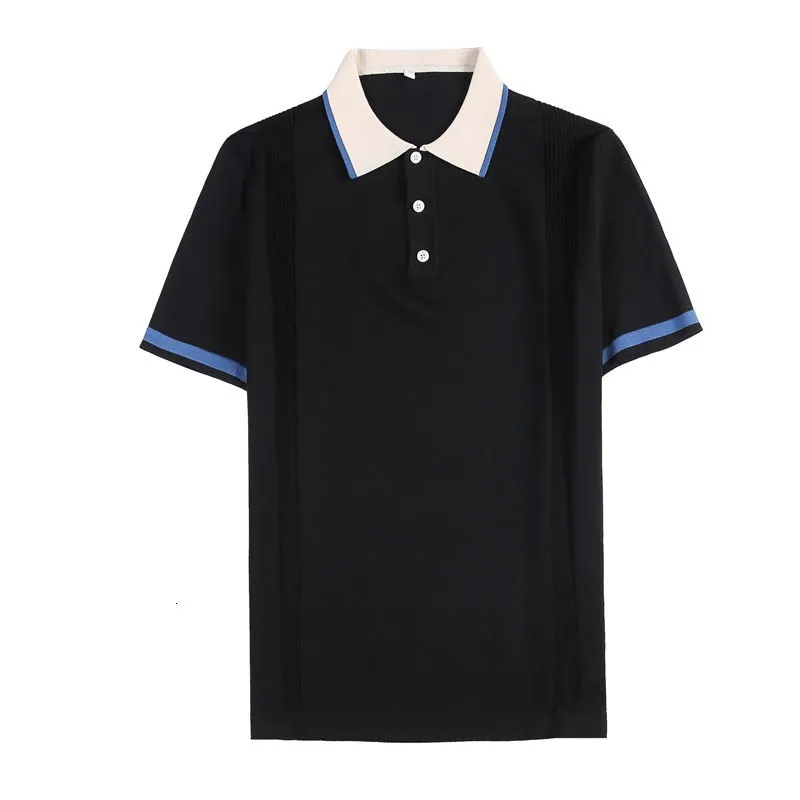 Neck Two-tone Decorated Polo Shirt