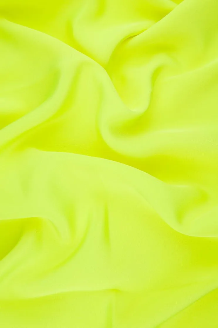 Neon Yellow-Green Silk 4-Ply Crepe Fabric