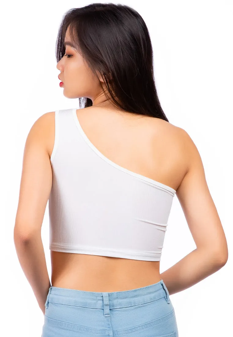 One Shoulder Knitted Crop Top