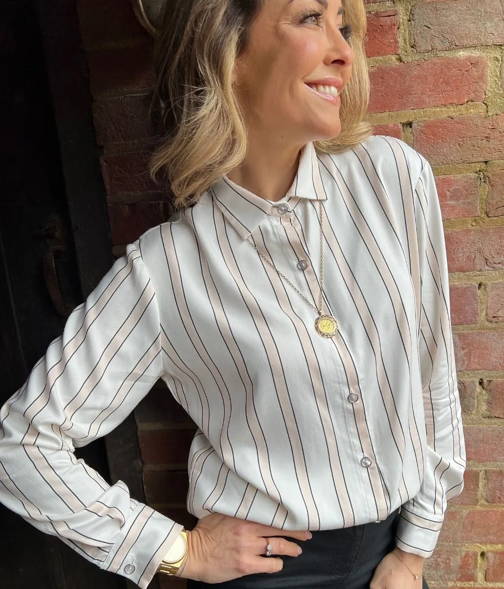 Pink Relaxed Striped Shirt