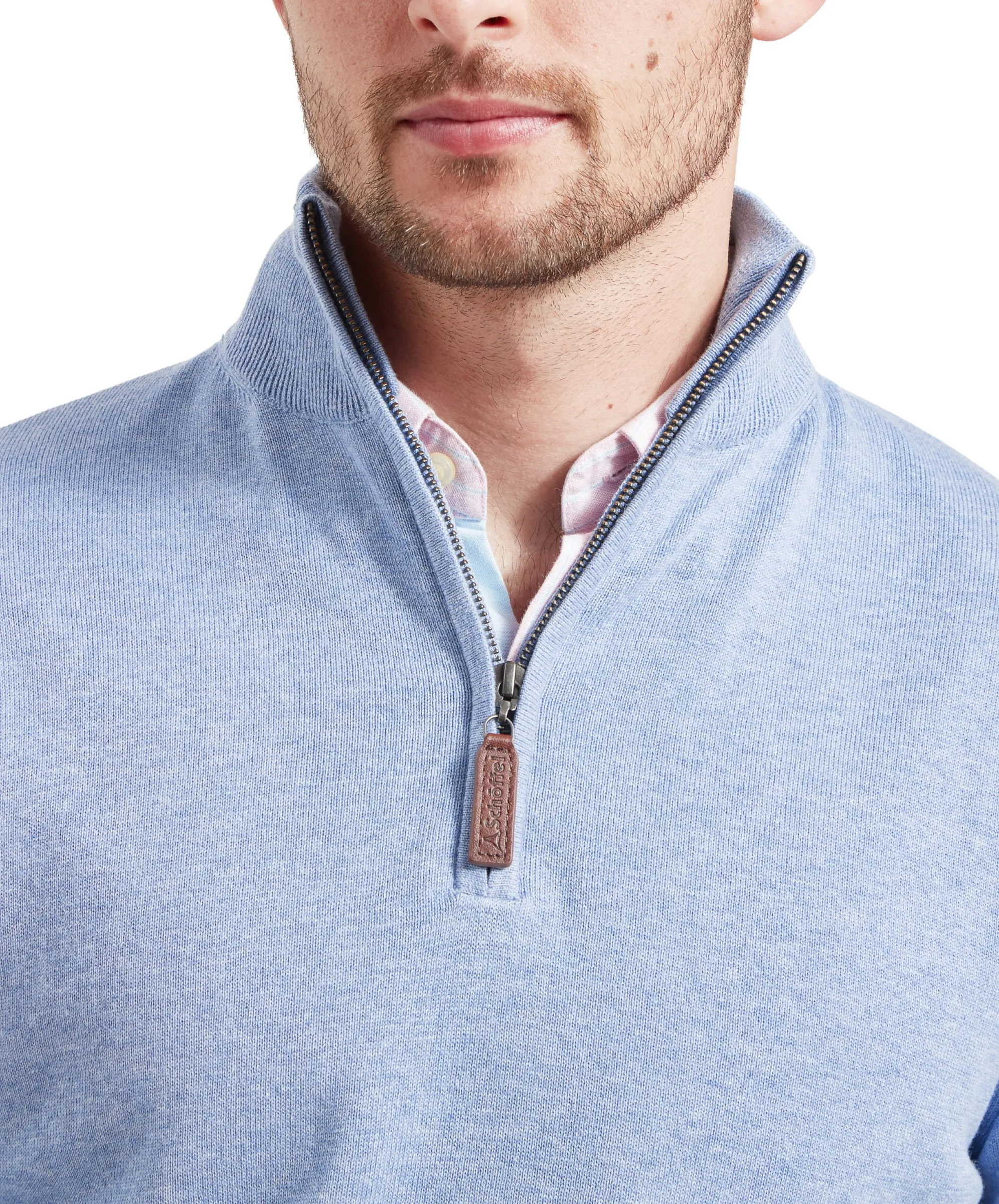 Porthmeor Quarter Zip Jumper - Sky Blue