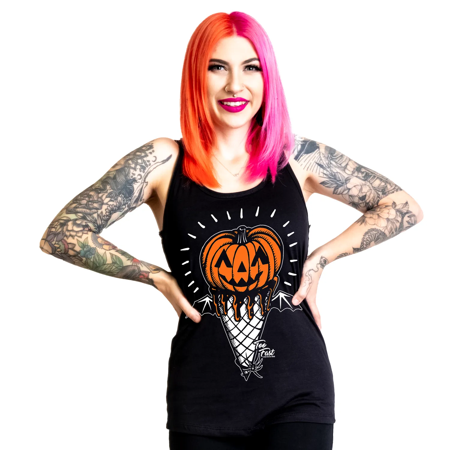 Pumpkin I Scream Cone Graphic Tank Racerback Tank