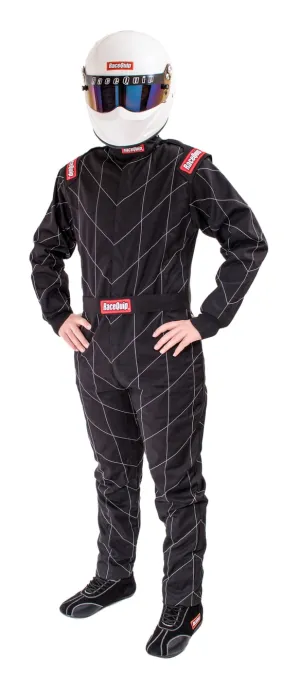 RaceQuip One Piece Single Layer Fire Suit - Black - Large - 130905