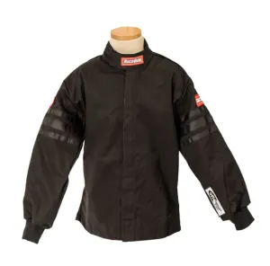 RaceQuip Single Layer Fire Suit Jacket - Black w/Black Stripes - Kids Large - 1969995