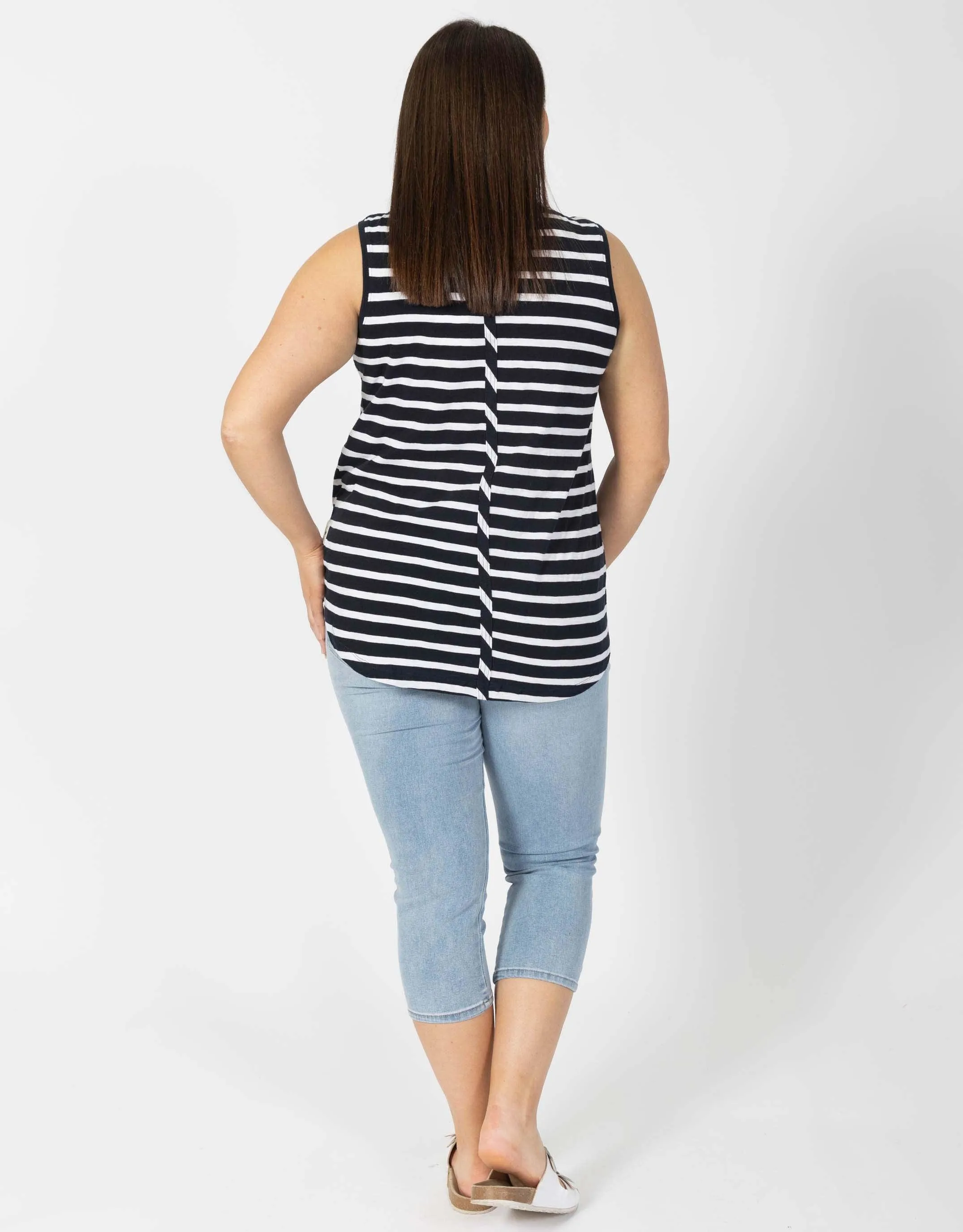 Scoop Tank - Navy With White Stripe