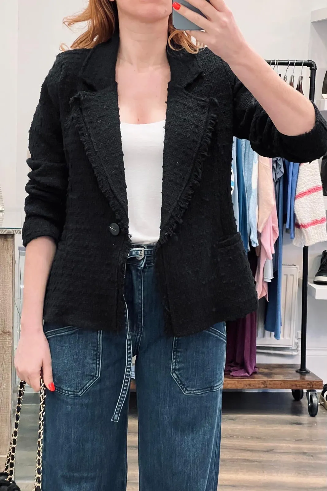 Textured Single Breasted Blazer