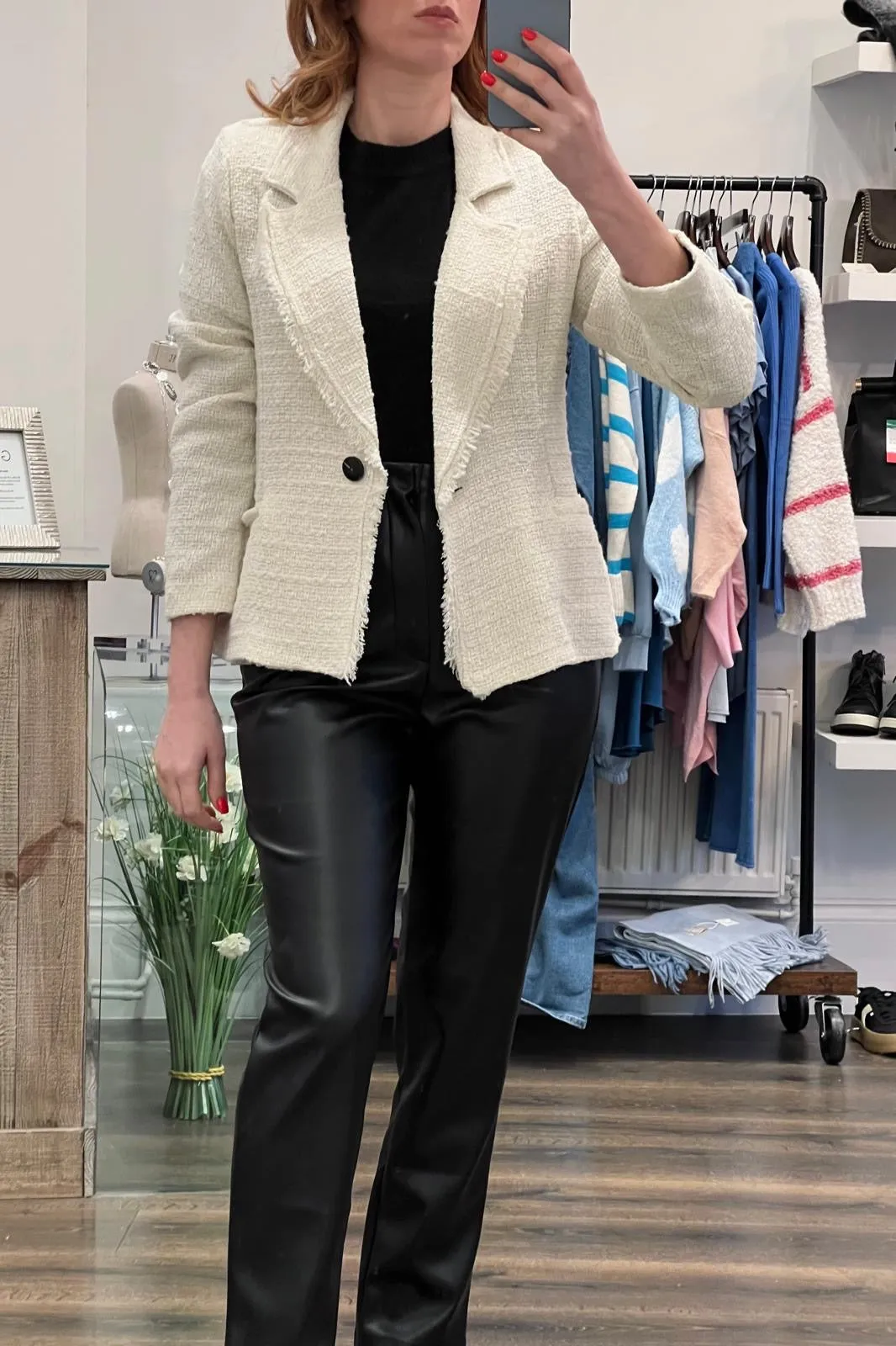 Textured Single Breasted Blazer