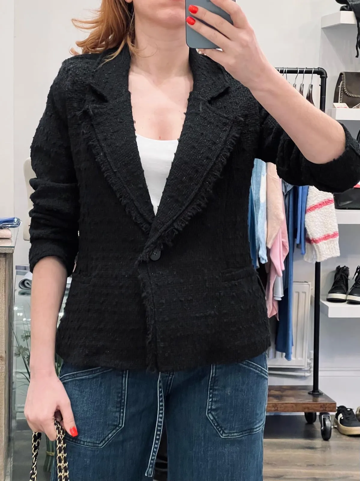 Textured Single Breasted Blazer