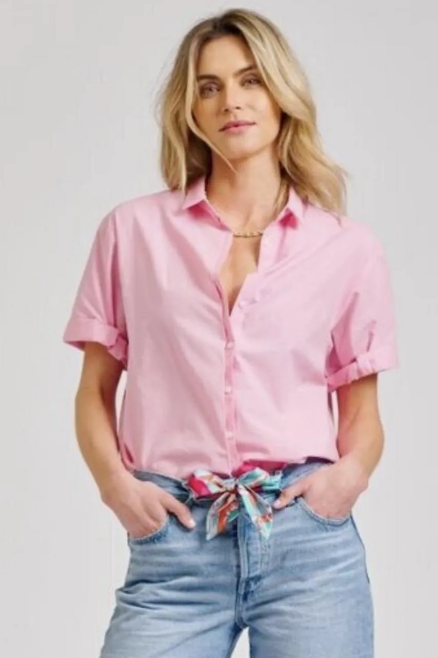 The Annie Short Sleeve Shirt | Powder Pink