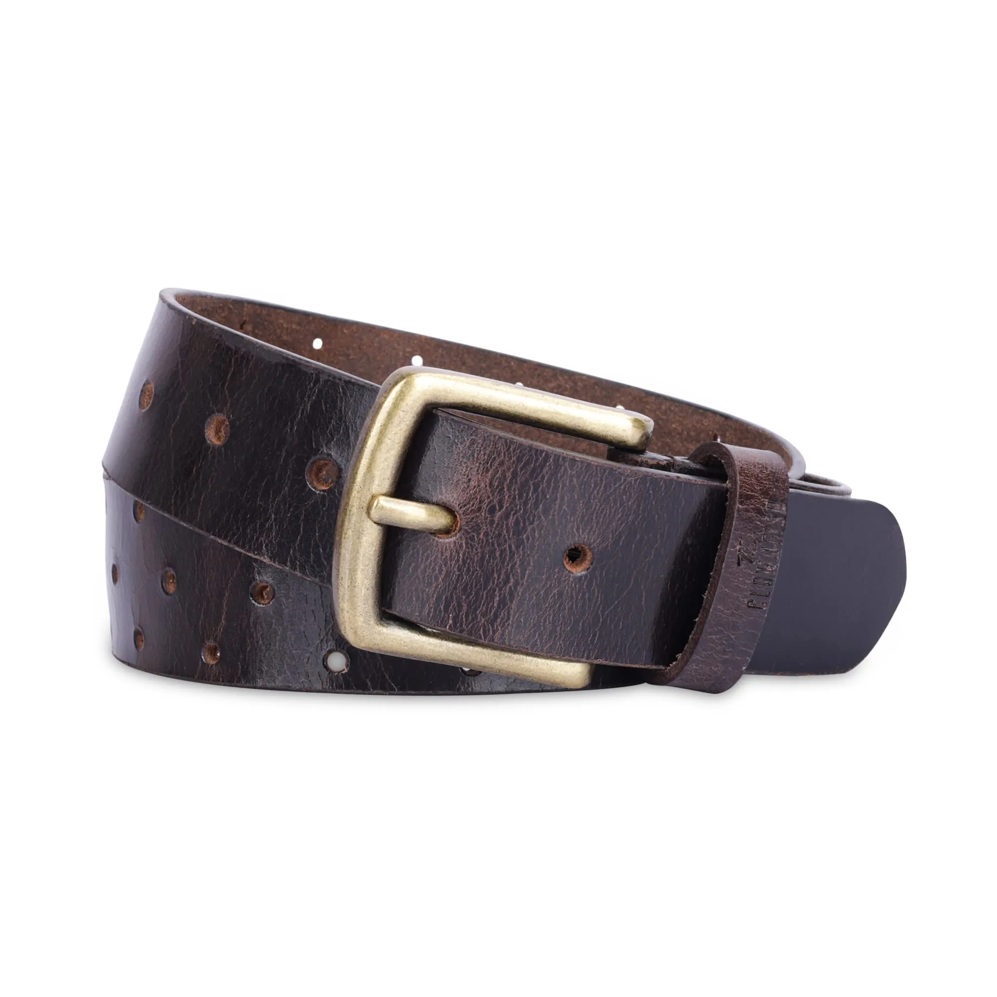 THE CLOWNFISH Men's Genuine Leather Belt with Textured Design- Burgundy (Size-36 inches)