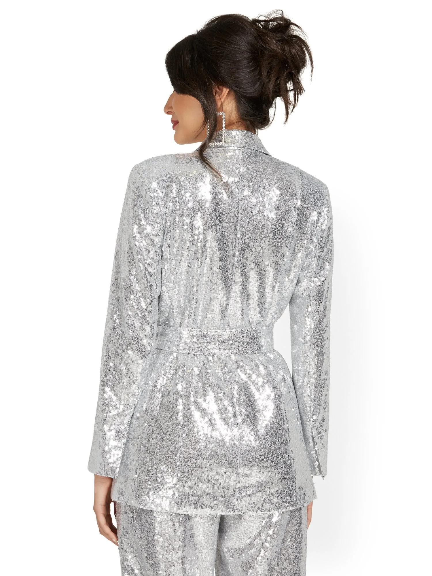 Tie-Waist Sequin Jacket