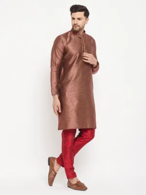 VASTRAMAY Maroon Silk Blend Kurta Set