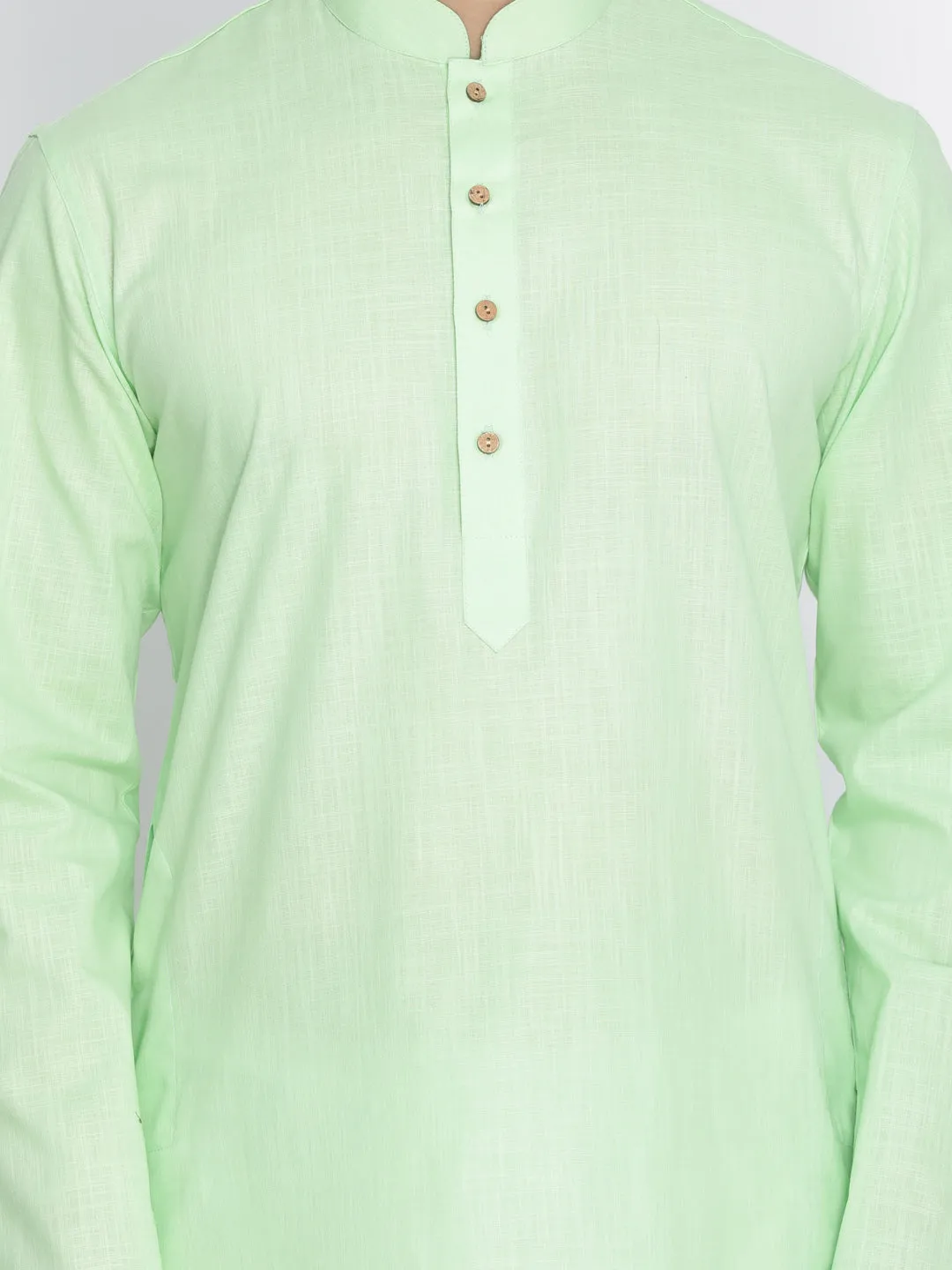 VASTRAMAY Men's Mint Green Cotton Kurta