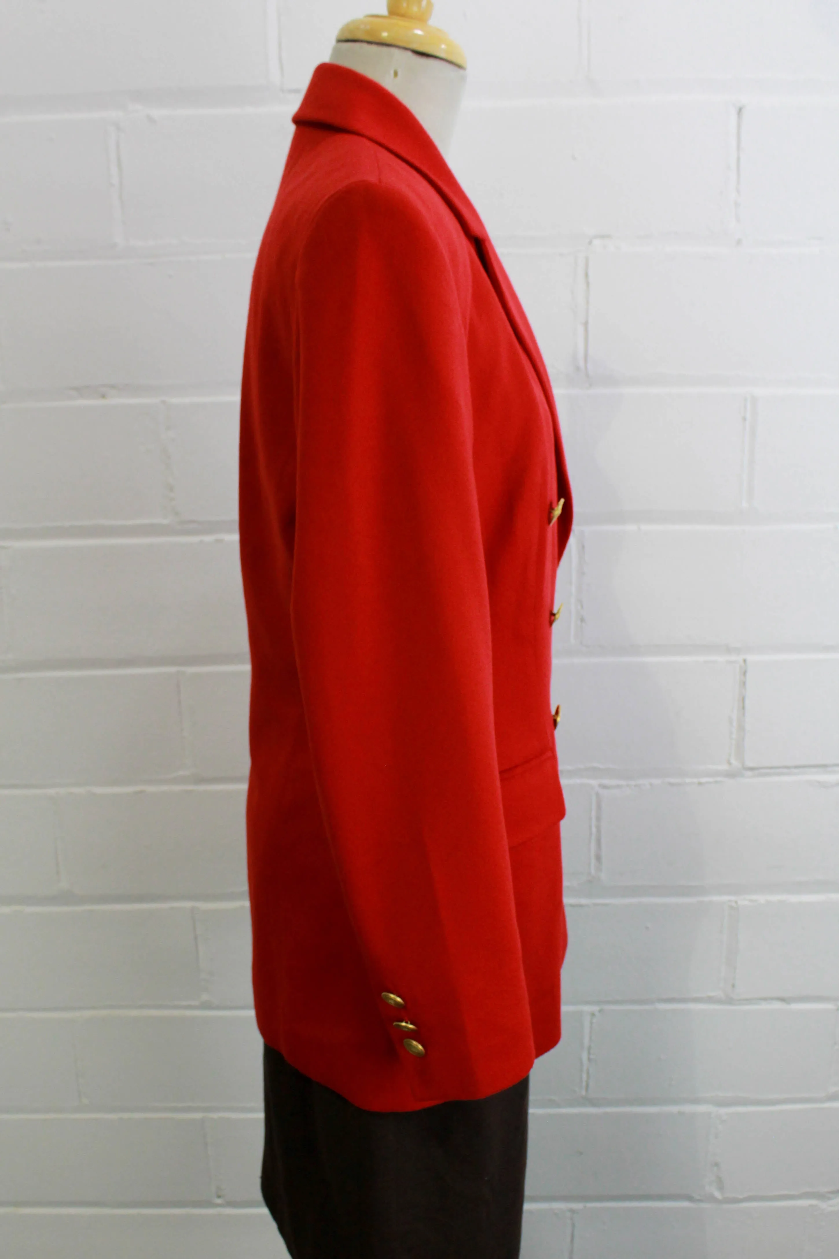 Vintage 1980s Bright Red Angora Wool Blazer, S-M