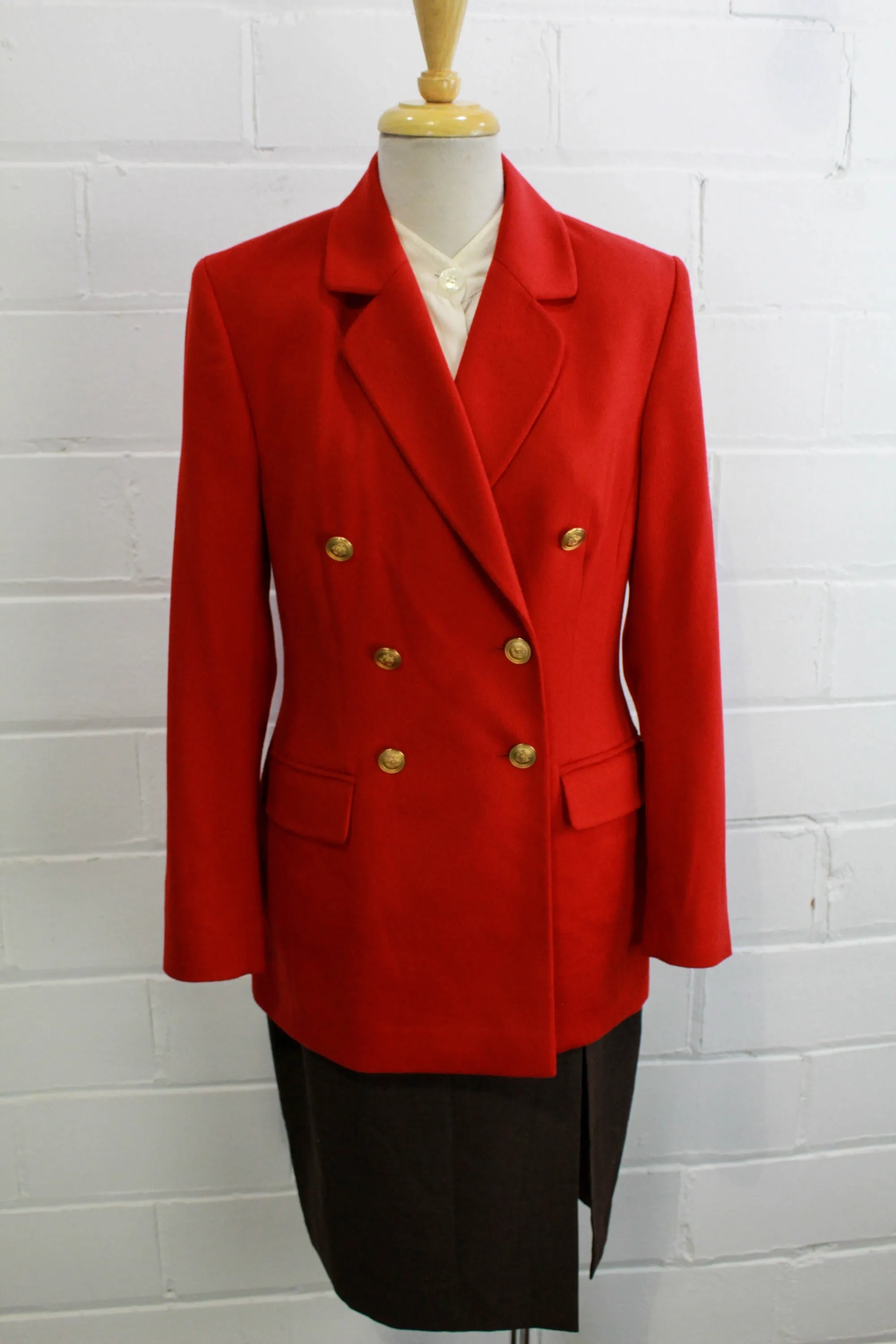 Vintage 1980s Bright Red Angora Wool Blazer, S-M