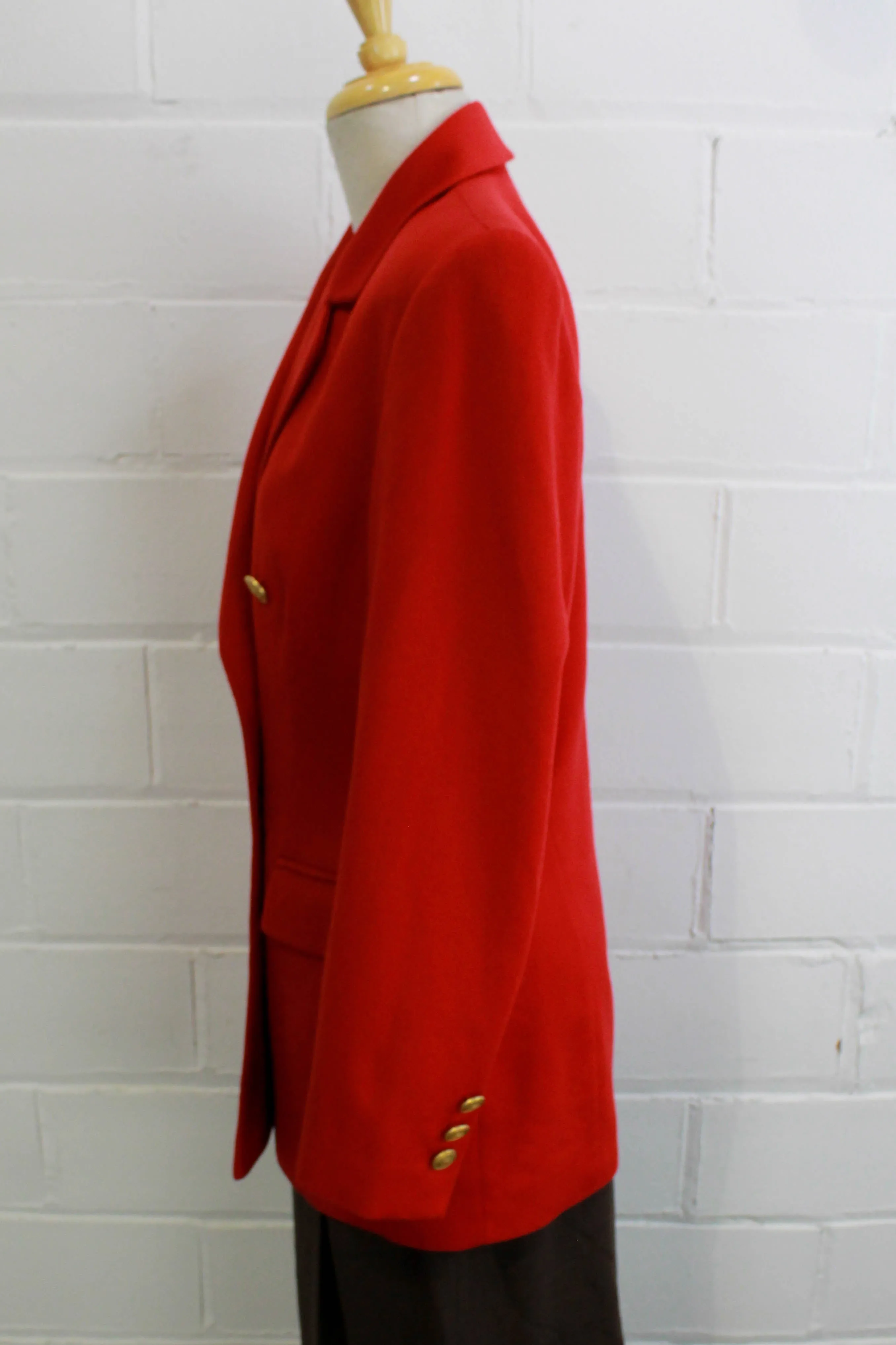 Vintage 1980s Bright Red Angora Wool Blazer, S-M