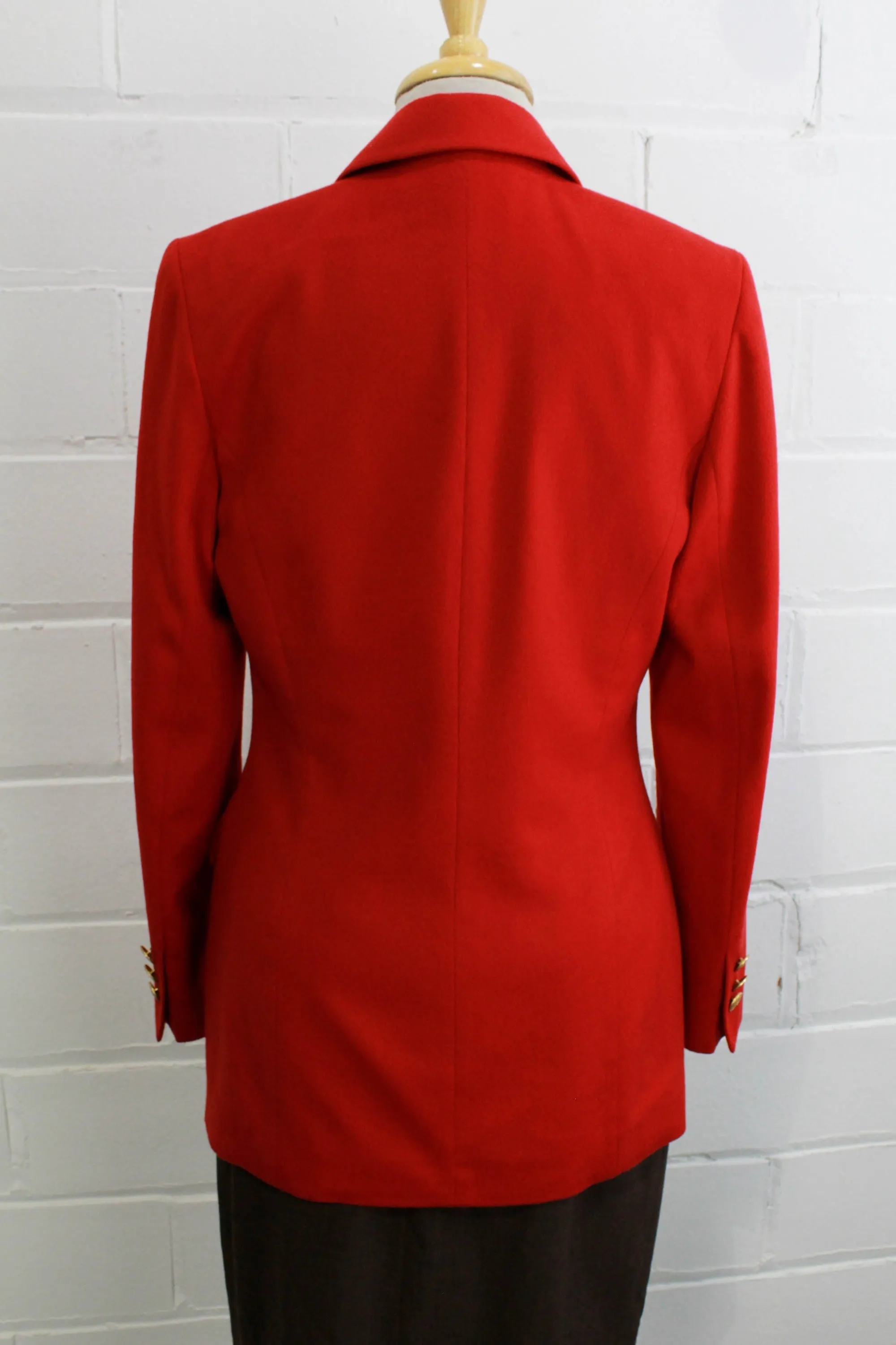 Vintage 1980s Bright Red Angora Wool Blazer, S-M