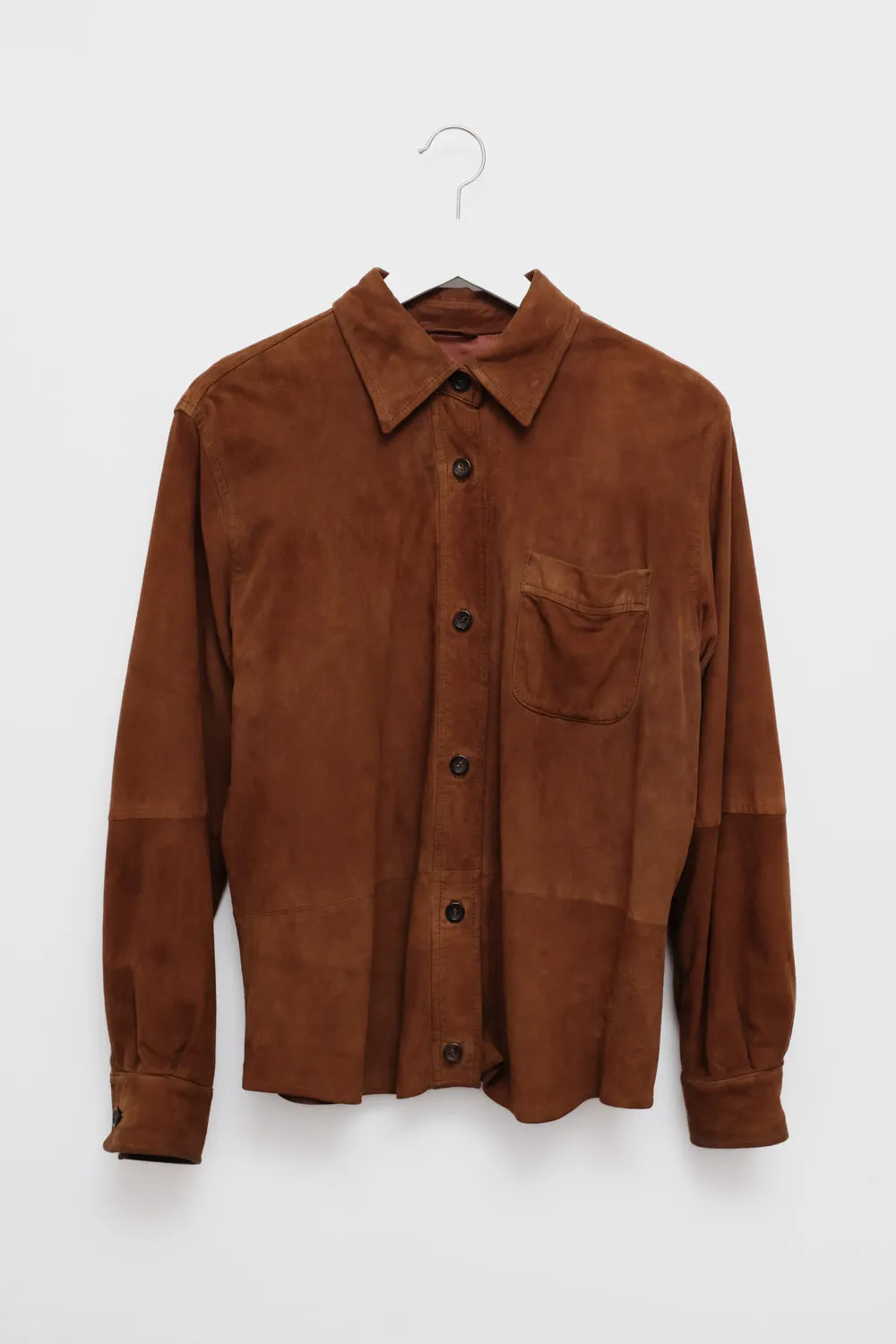 VINTAGE BROWN SUEDE LEATHER SHIRT JACKET