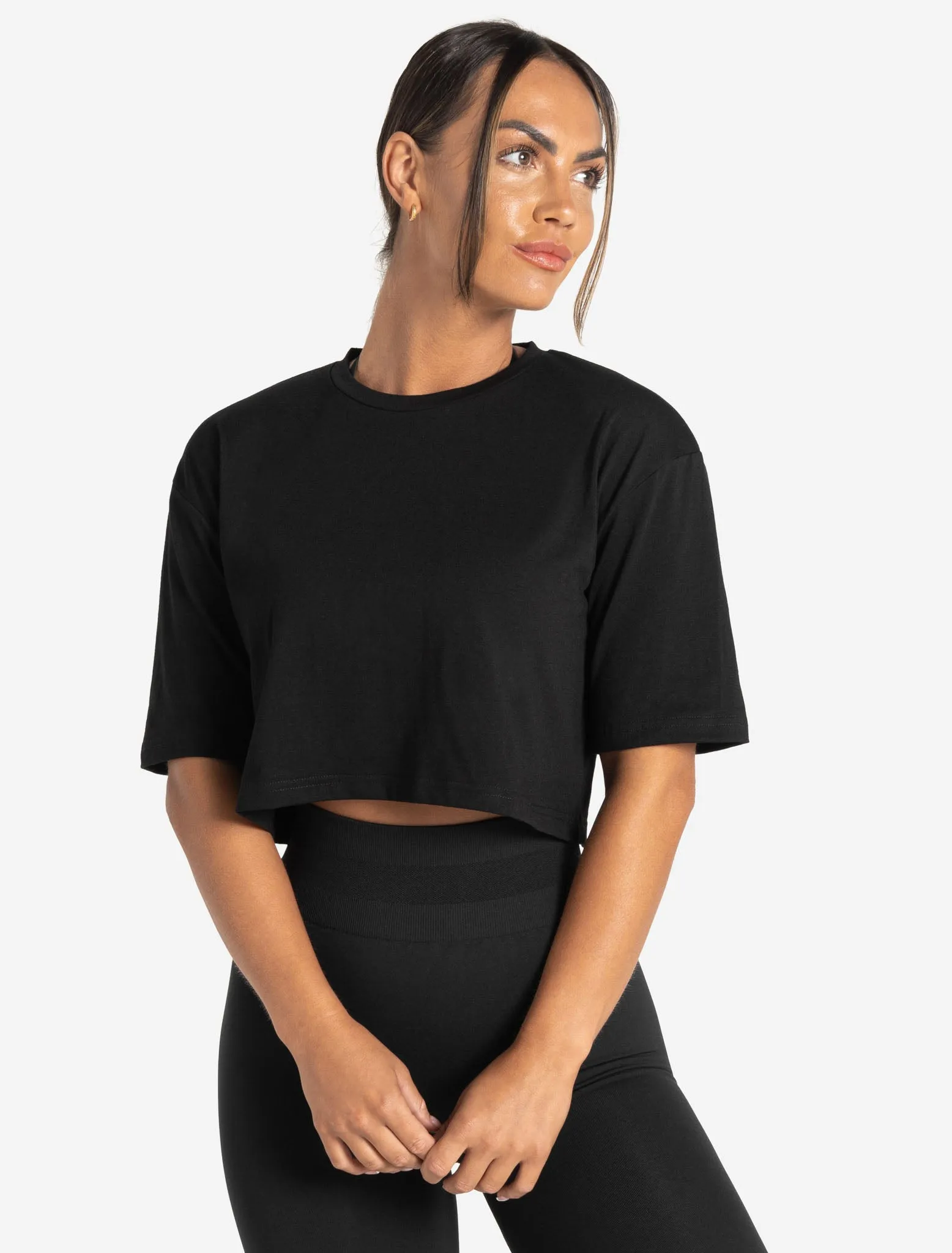 Wave Crop T-Shirt - Black