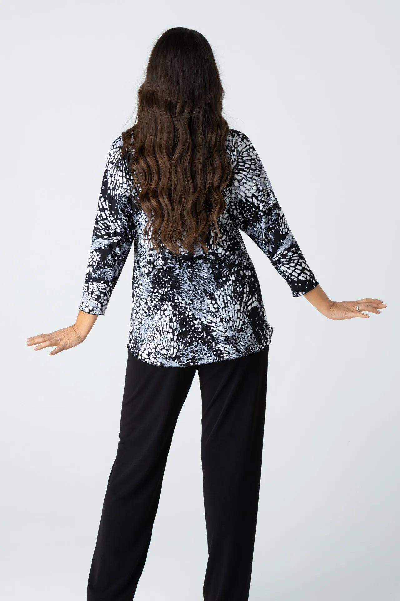 Web Print Jersey 3/4 Sleeve Top