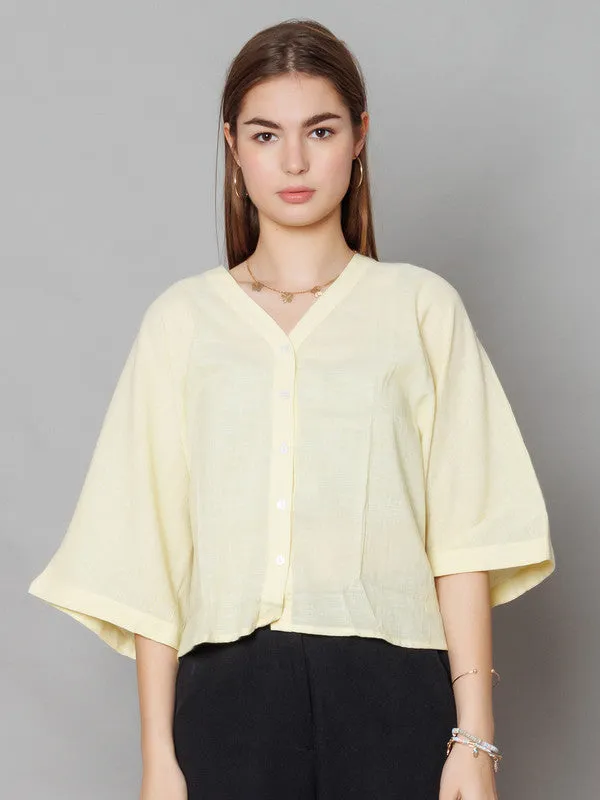 Yellow Solid Relaxed Fit Top