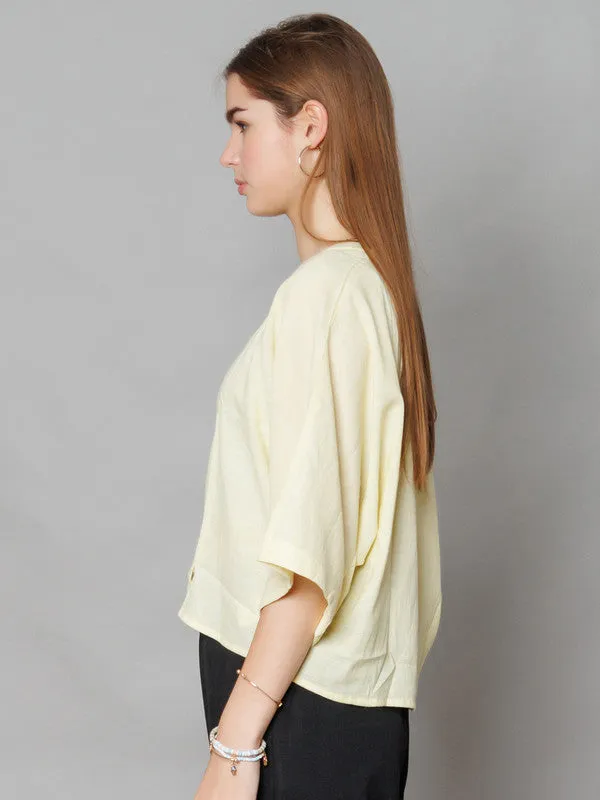 Yellow Solid Relaxed Fit Top